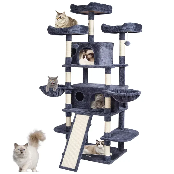 Cat Tree for Indoor Cats, 68.5" Cat Tower with 2 Cat Condos, Sisal Scratching Post, Hammocks, Top Perches, Jumping Platforms and Ramp undefined out of 5 stars with 0 reviews be the first!
