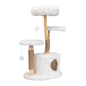 Modern Cat Tree, Natural Branch Cat Tower, Cat Condo, Indoor Cat Furniture, Kitten Cat Gift, White, 34.06"*17.72"*41.73"