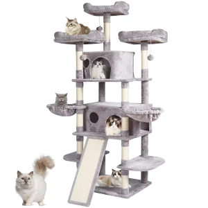 Cat Tree for Indoor Cats, 68.5" Cat Tower with 2 Cat Condos, Sisal Scratching Post, Hammocks, Top Perches, Cat Furniture Activity Center