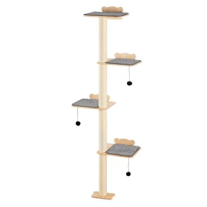4 Tiers Cat Tree, Cat Wall Furniture Set with 4 Jumping Boards, Wall-Mounted Cat Floating Shelf up to 40 lbs, Beige